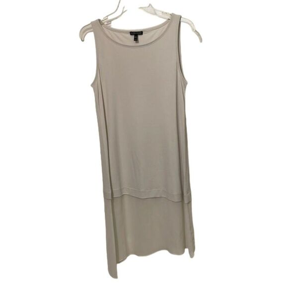 Eileen Fisher Off White Silk Bateau Neck Tunic Top Womens Extra Small XS - Picture 1 of 9